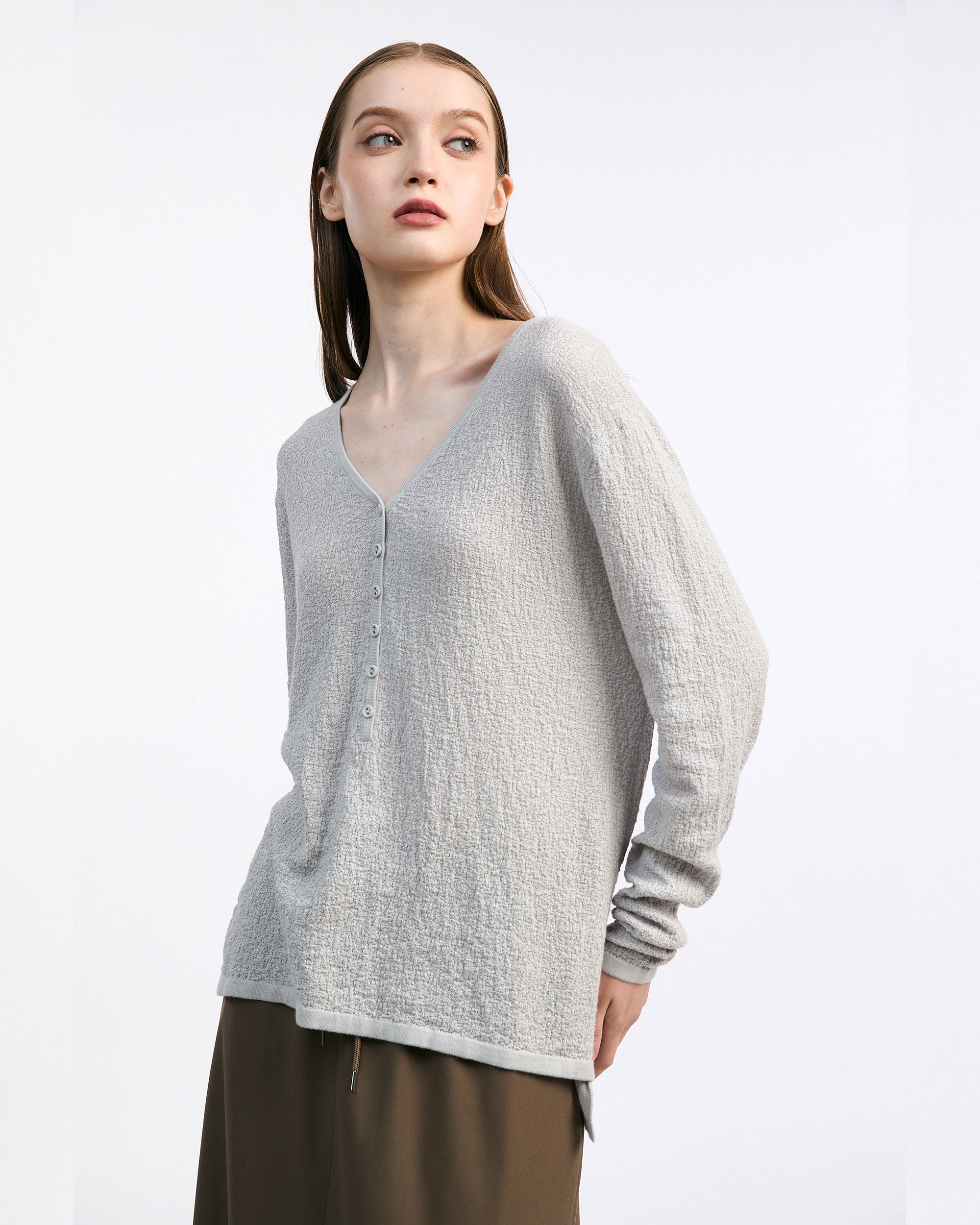 NORAH SUE Air Spun Wrinkle Long Sleeves Top