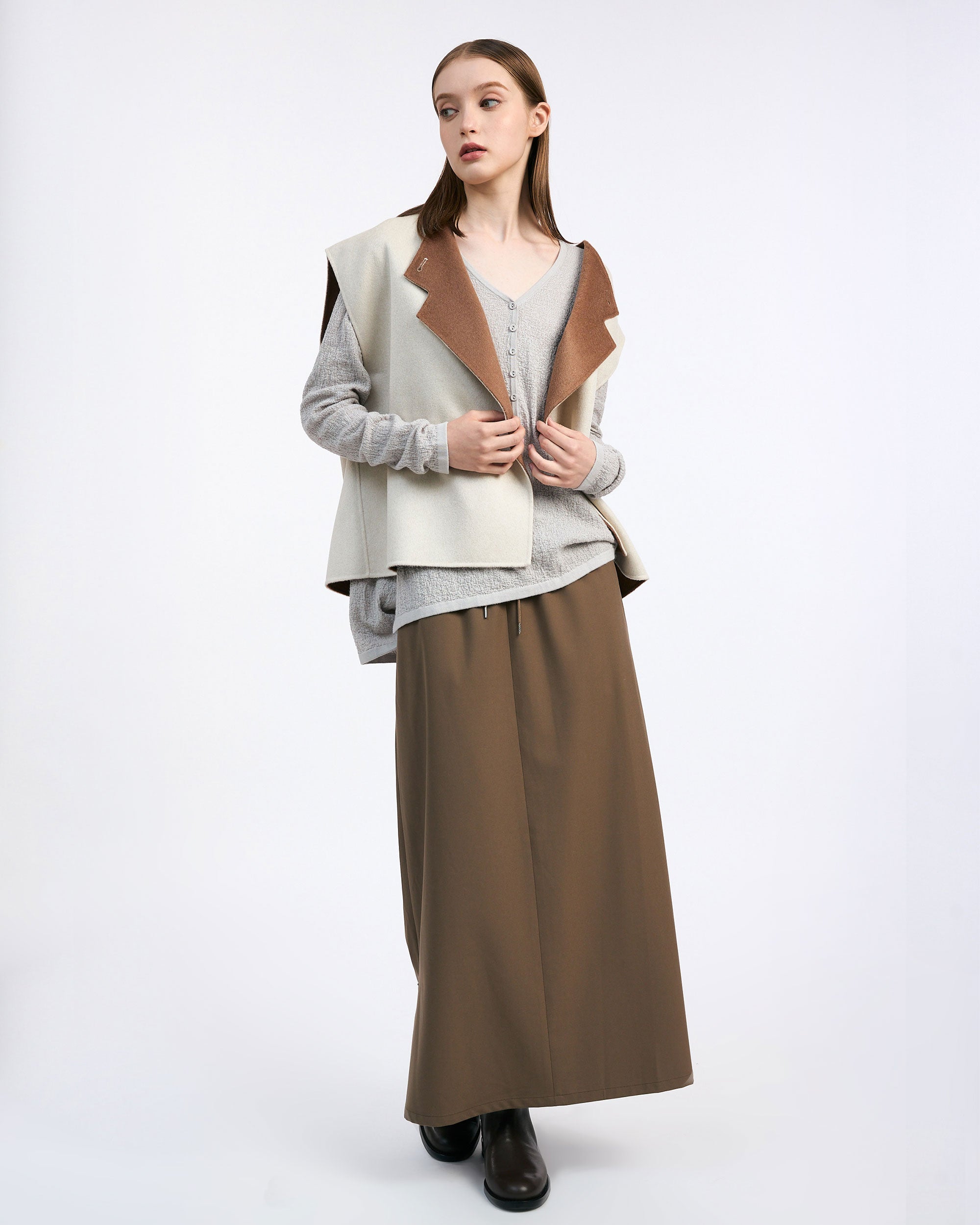 NORAH SUE Air Spun Wrinkle Long Sleeves Top