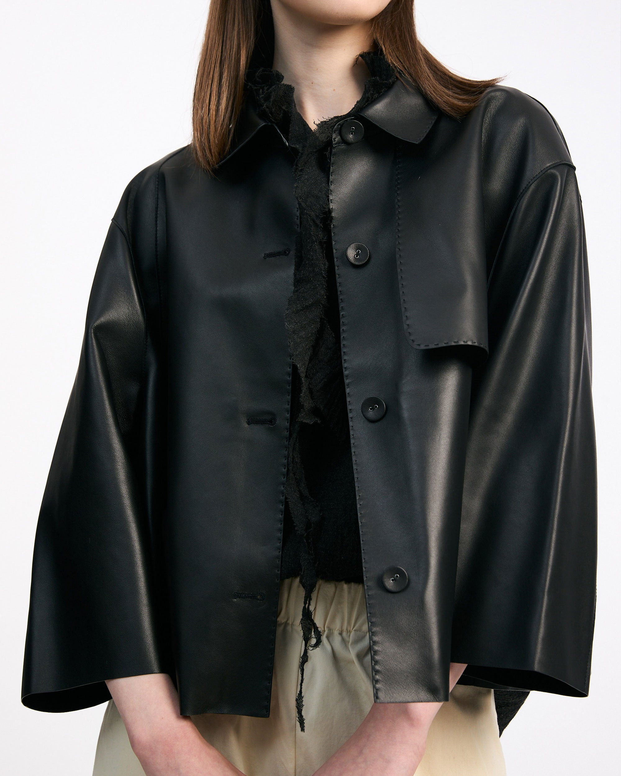 NORAH SUE Leather Trench Jacket