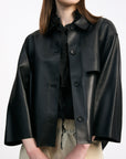 NORAH SUE Leather Trench Jacket