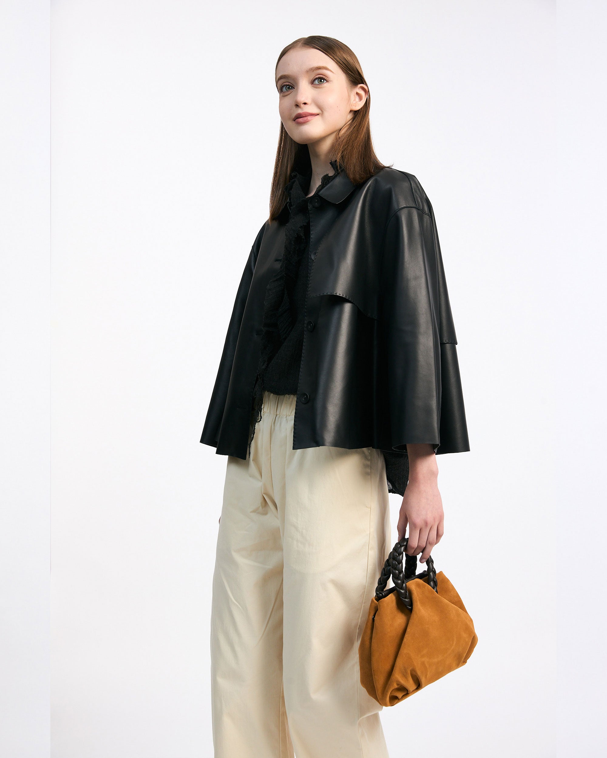 NORAH SUE Leather Trench Jacket