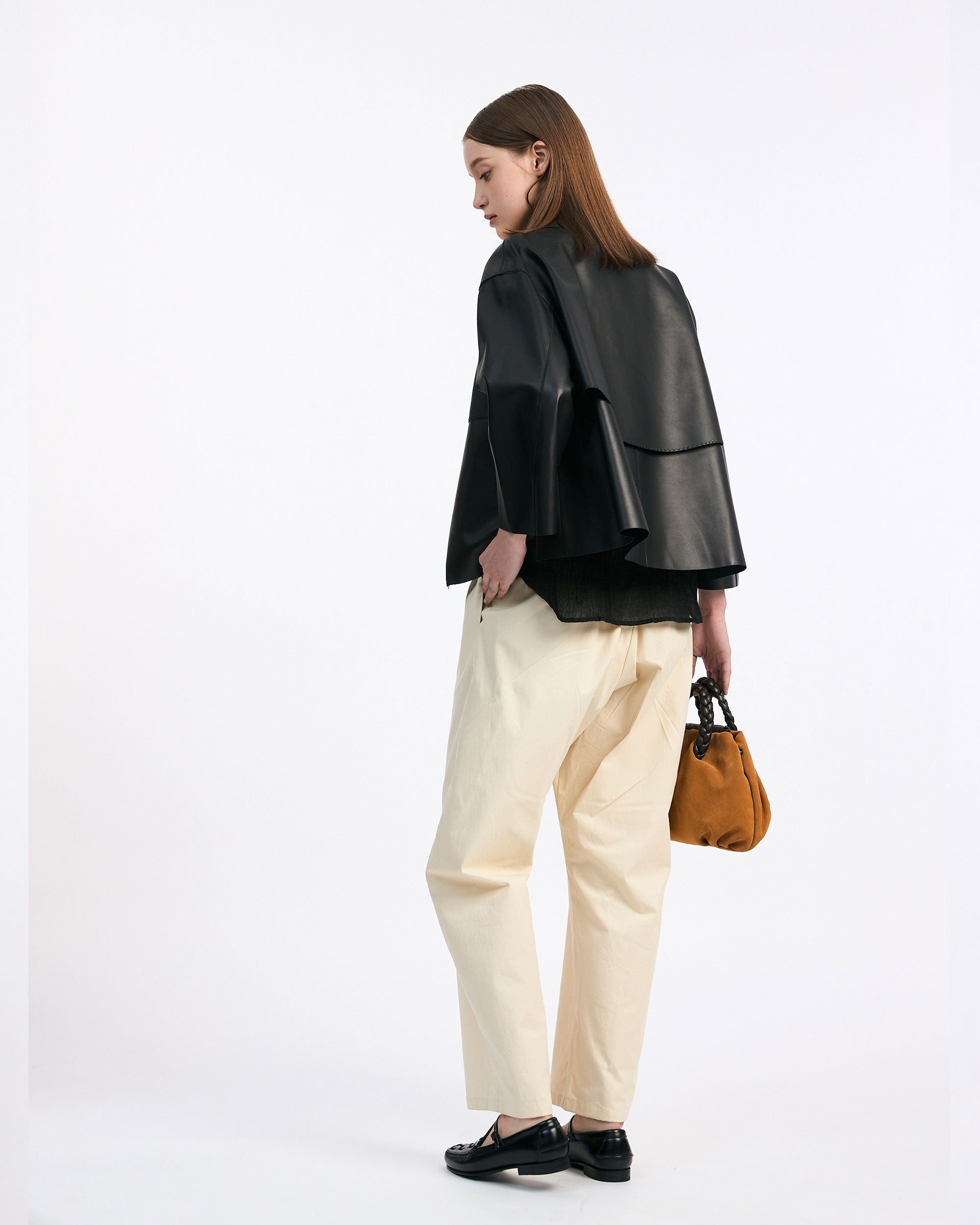 NORAH SUE Leather Trench Jacket