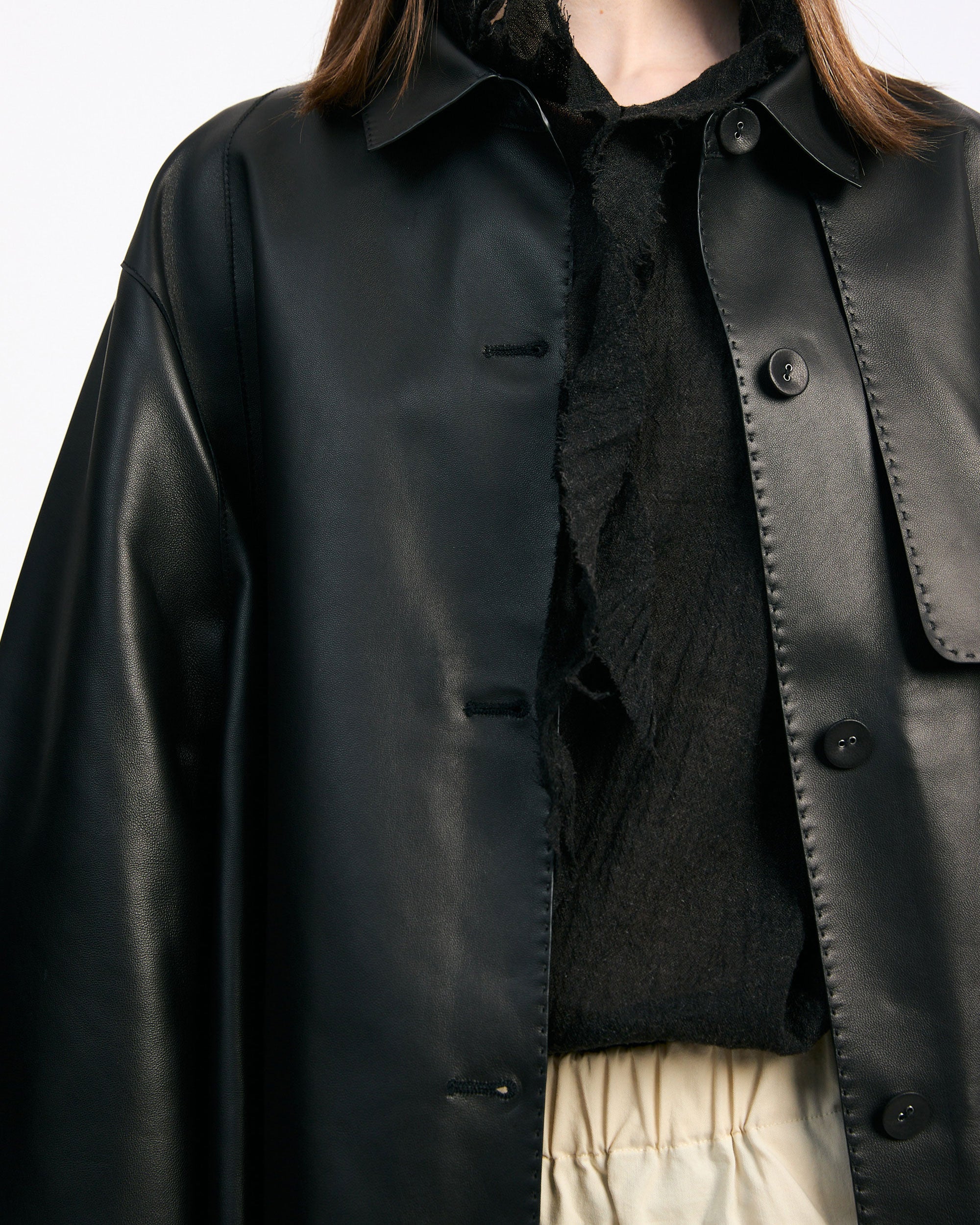 NORAH SUE Leather Trench Jacket