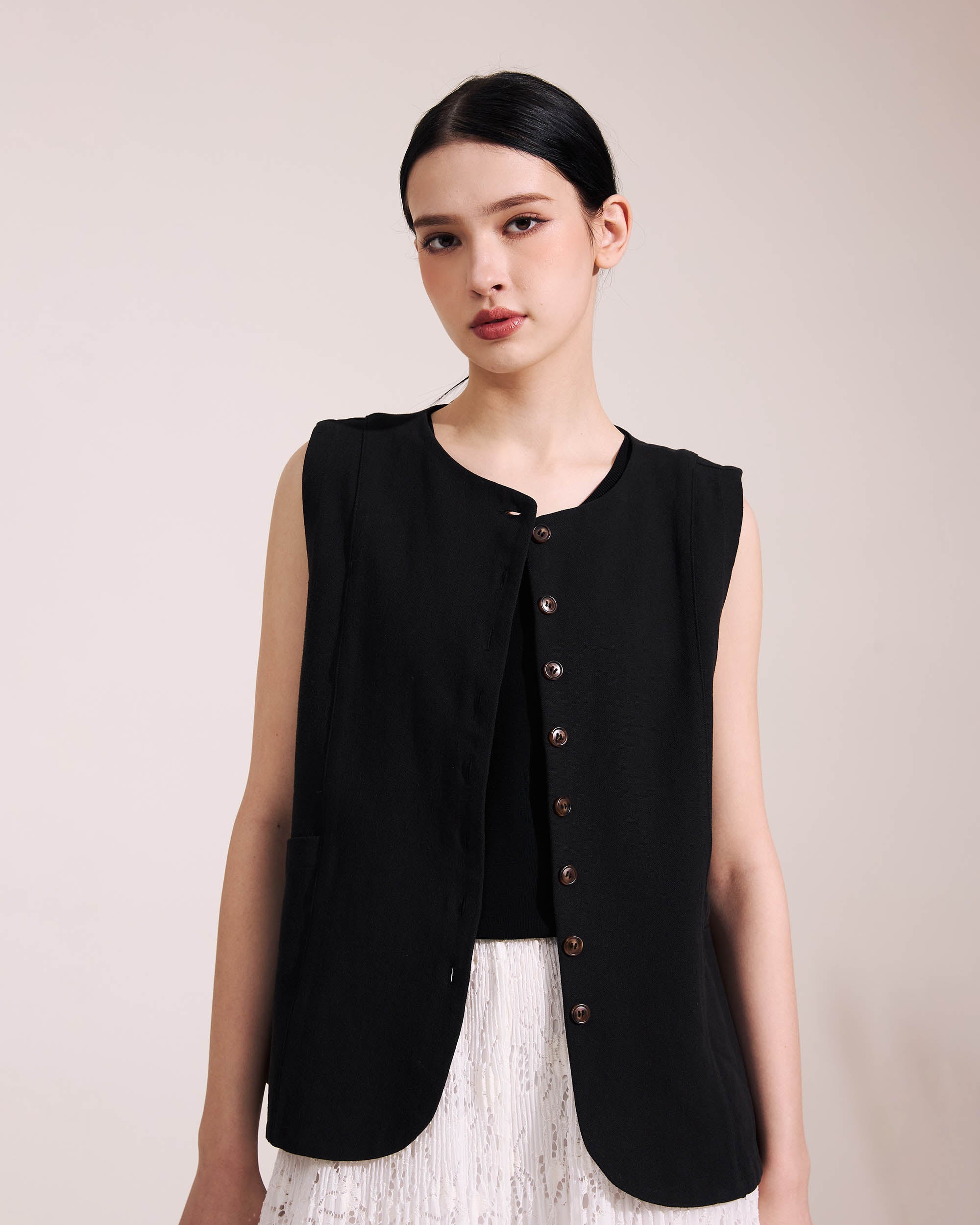 NORAH SUE Cotton Linen Vest