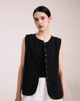 NORAH SUE Cotton Linen Vest
