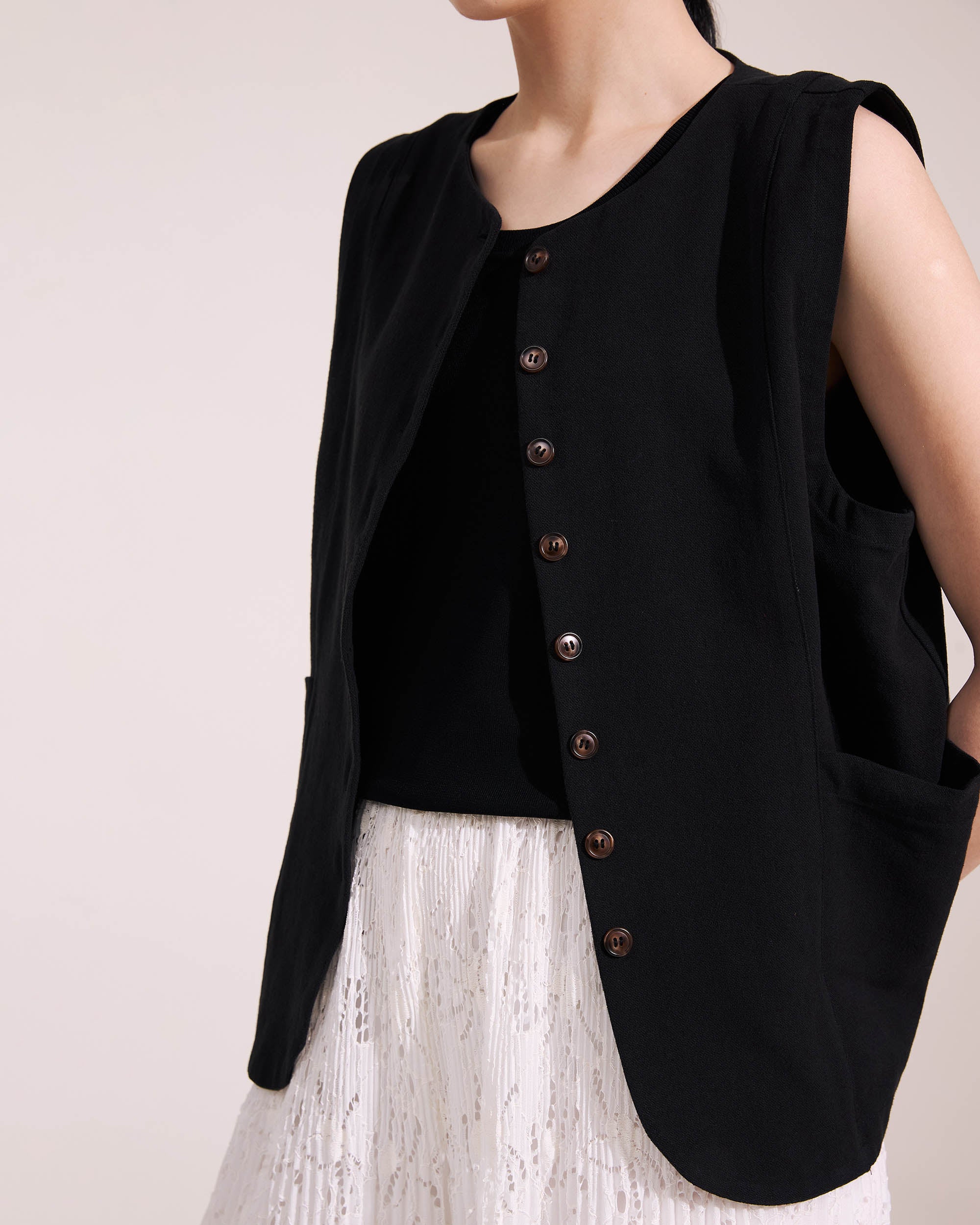 NORAH SUE Cotton Linen Vest