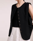 NORAH SUE Cotton Linen Vest