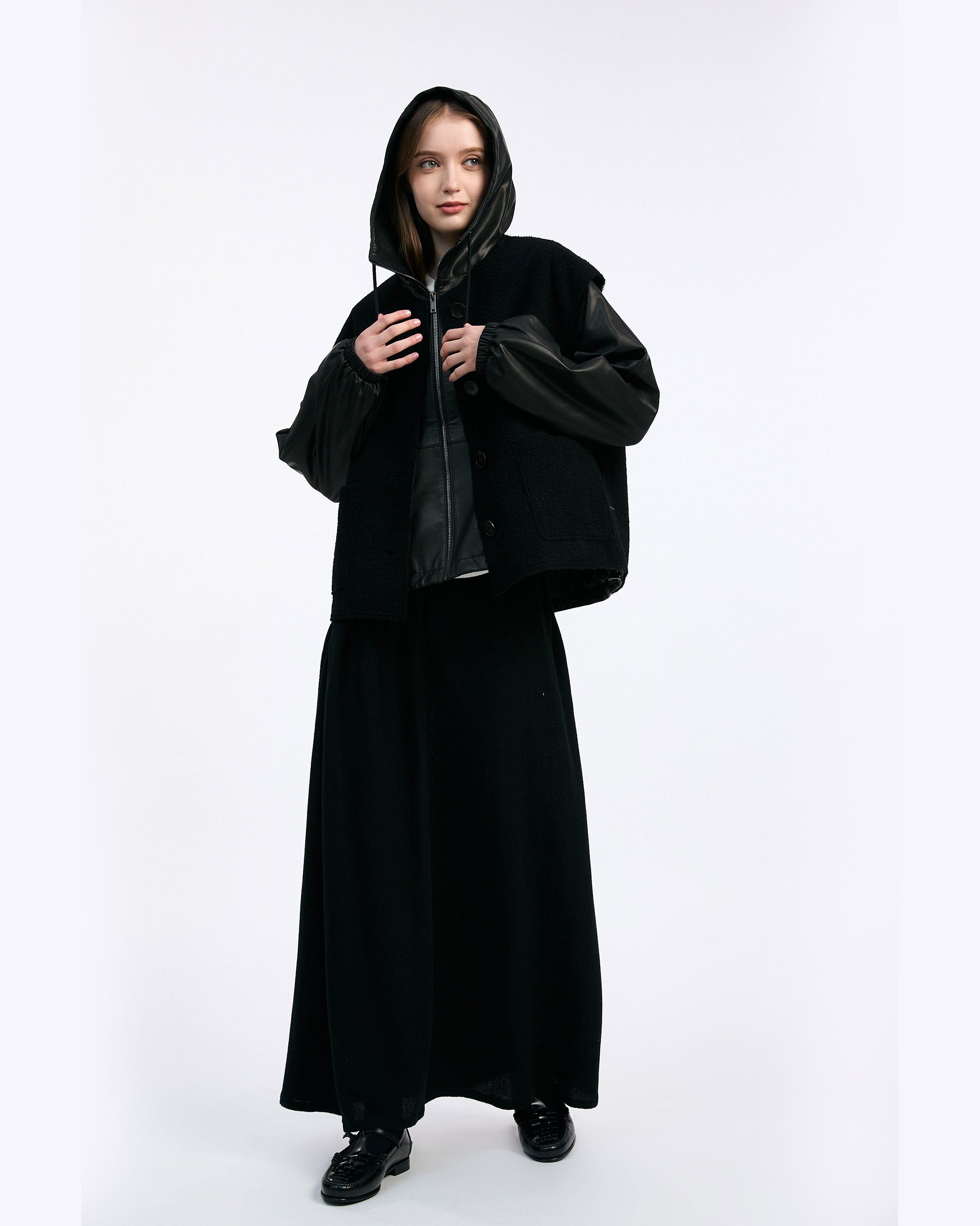 PAS DE CALAIS Cotton Wool Matte Finished Jersey Skirt