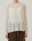 PAS DE CALAIS Botanical Dye Cotton Silk Lawn Stand Collar Blouse