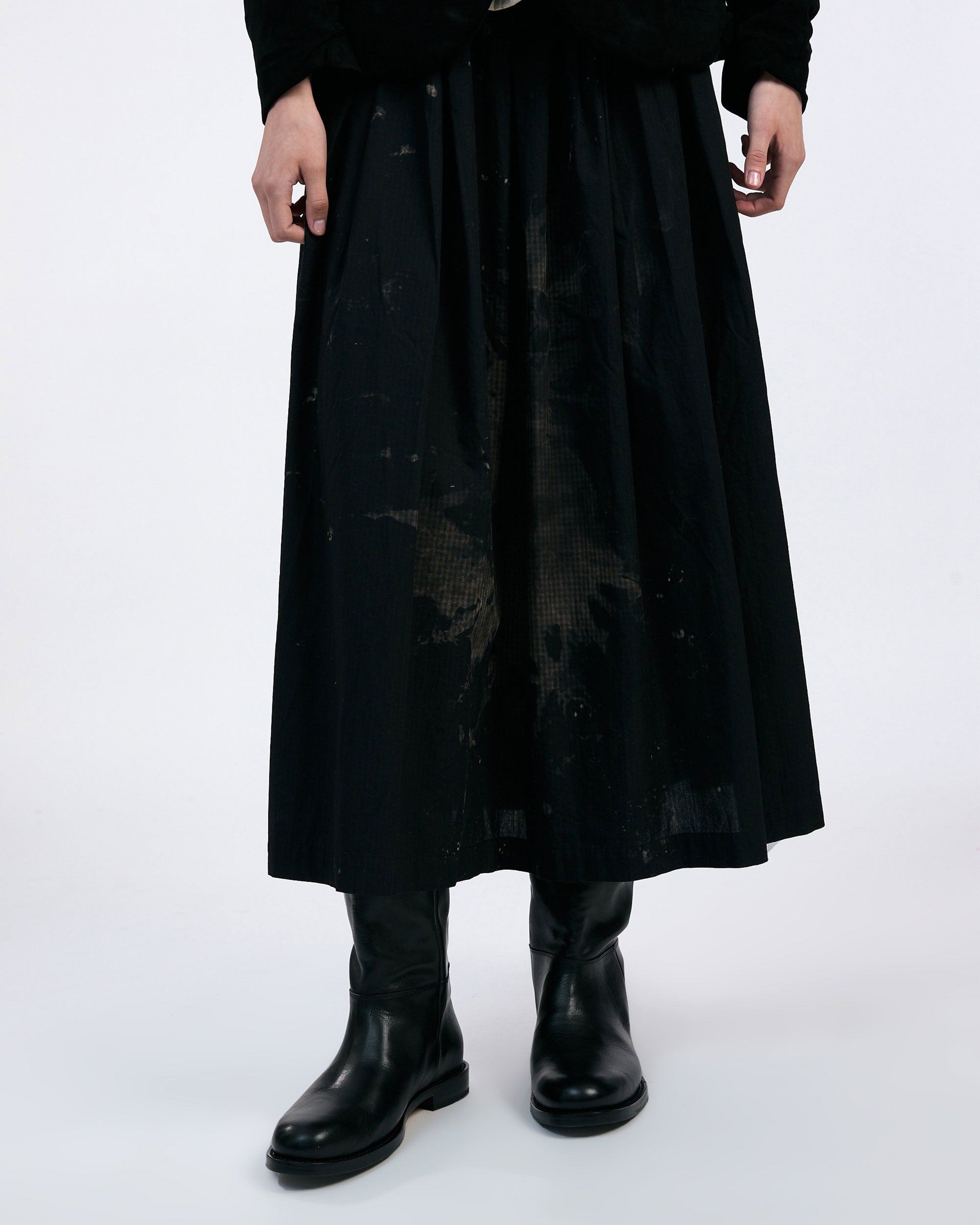 PAS DE CALAIS Cotton Checkered Gathered Skirt
