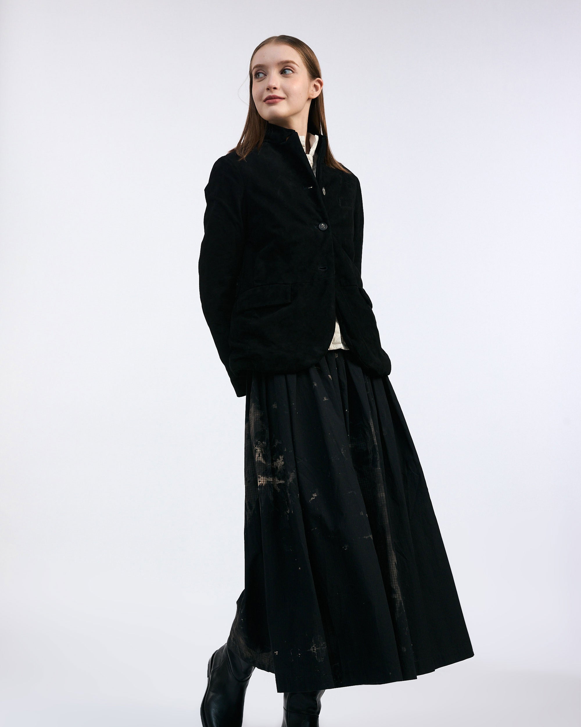 PAS DE CALAIS Cotton Checkered Gathered Skirt