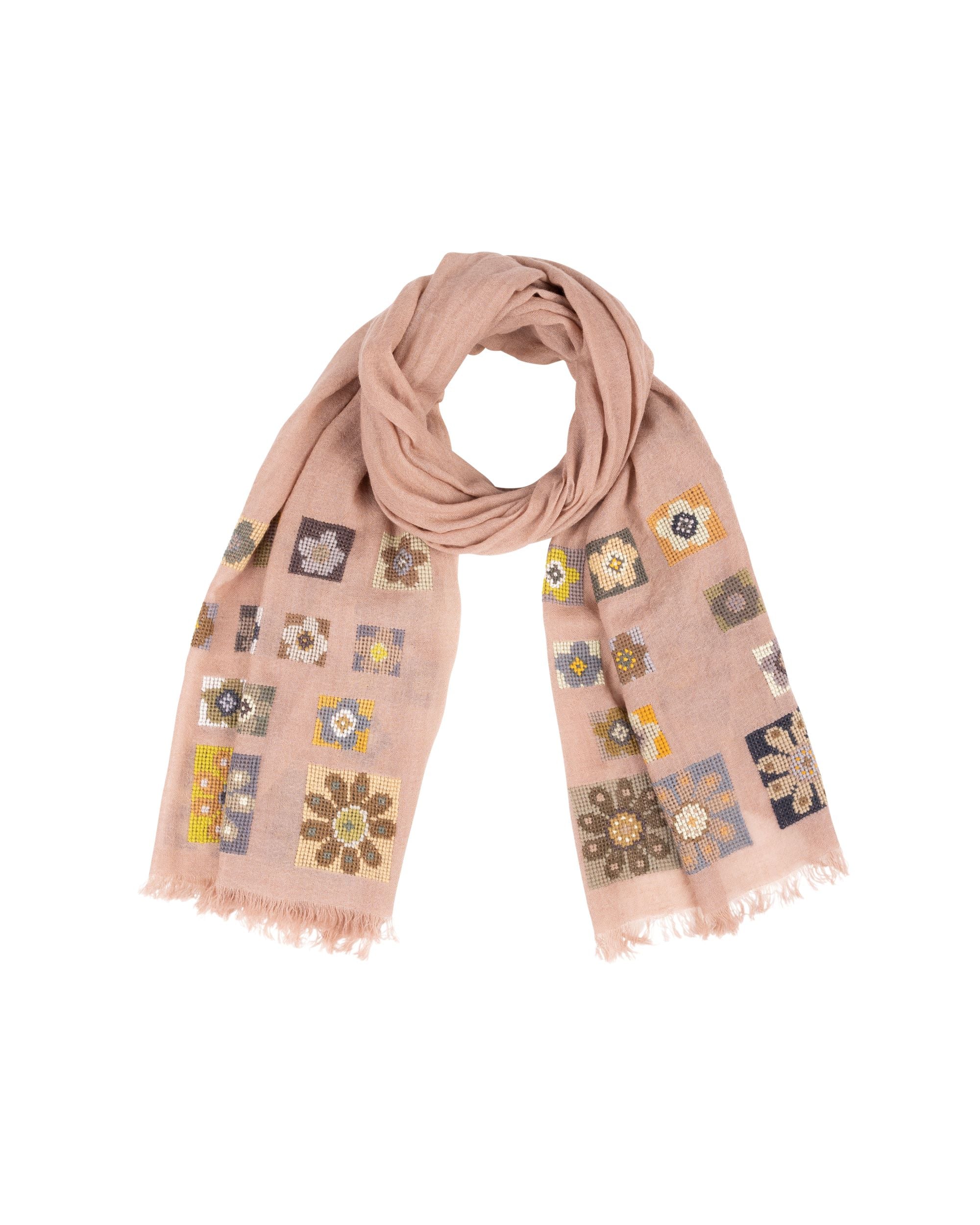 SOPHIE DIGARD Wool Flower Petit Point Scarf