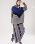 V Shape Hairy Patch Chunky Knit Top