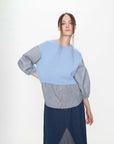 Athena Mix Denim Bubble Sleeve Knit