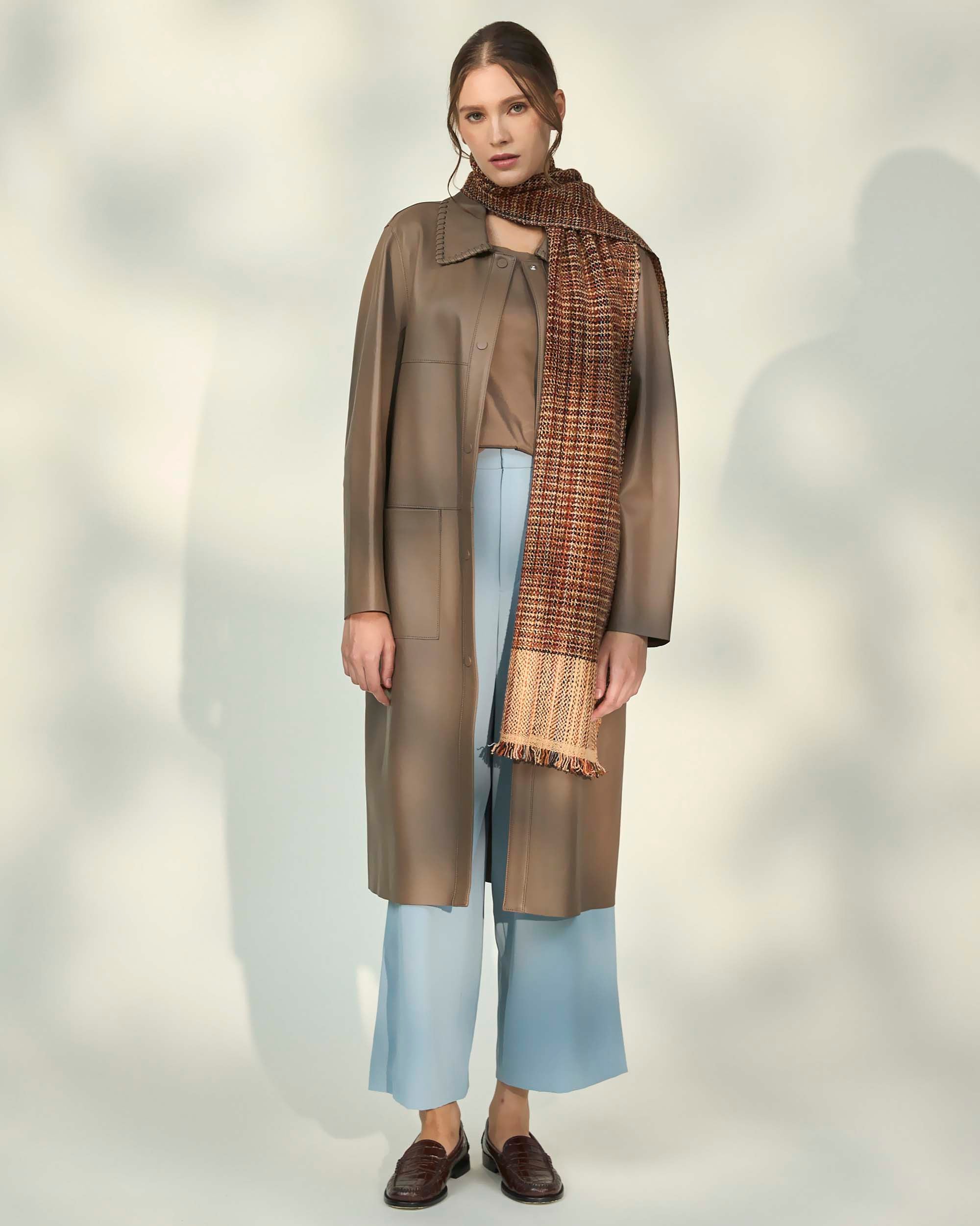 NORAH SUE Minimal Leather Coat