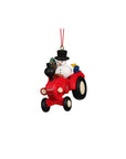 ULBRICHT Tractor With Snowman Ornament