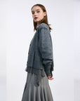 THE KEIJI Hybrid Tulle Knit Cardigan