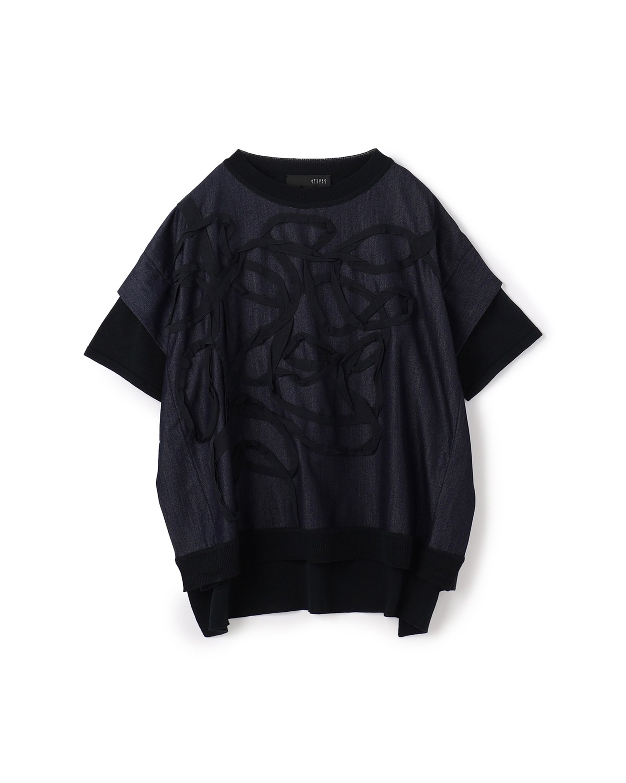 Messy Motif Curve Mix Knit Top
