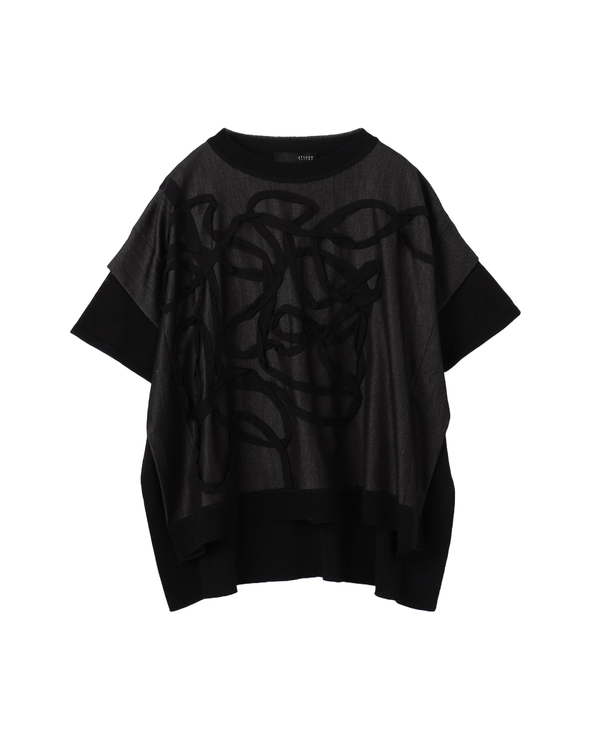 Messy Motif Curve Mix Knit Top