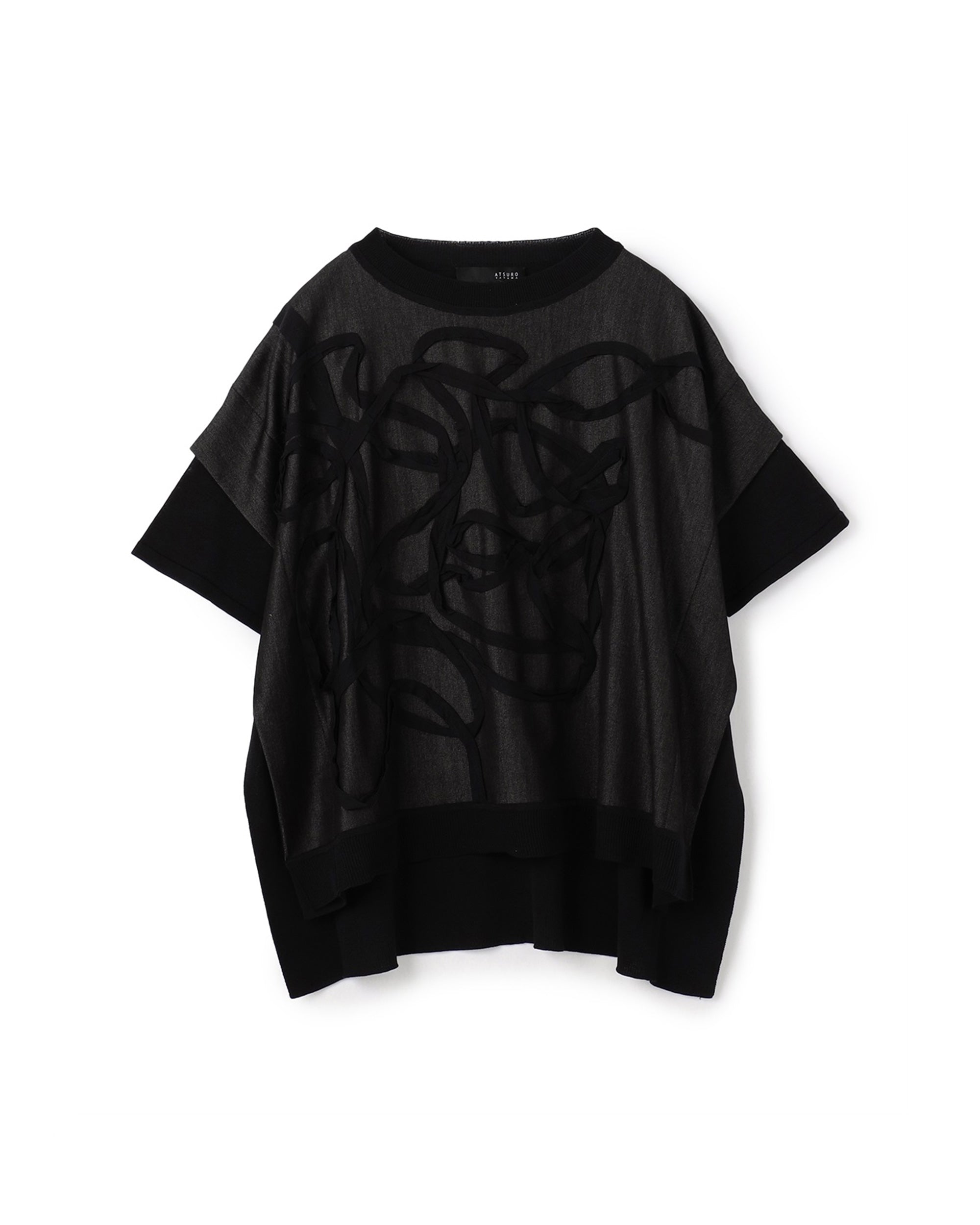 Messy Motif Curve Mix Knit Top