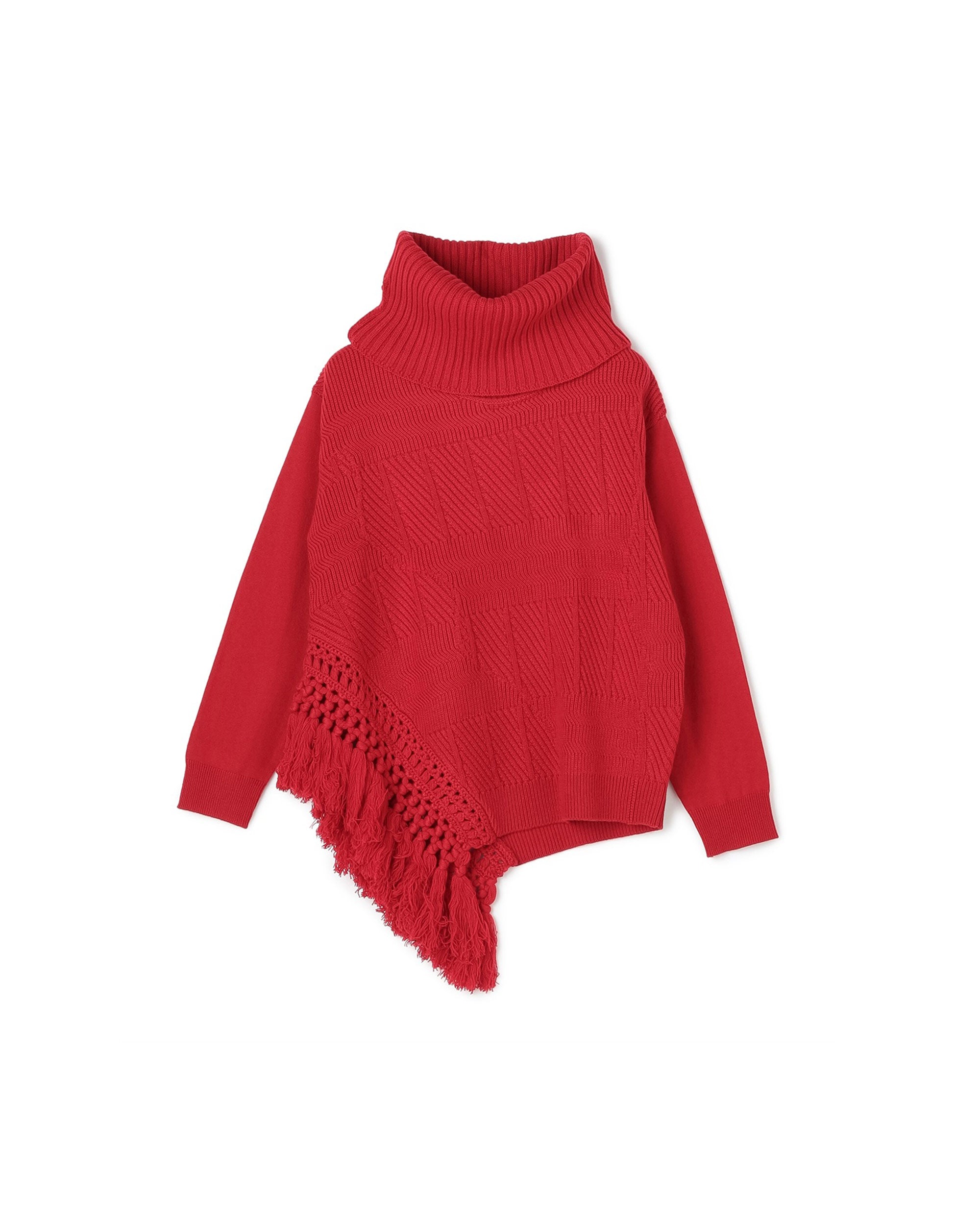 Édition de Paris Crochet Fringe Diamond Cut Knit Top