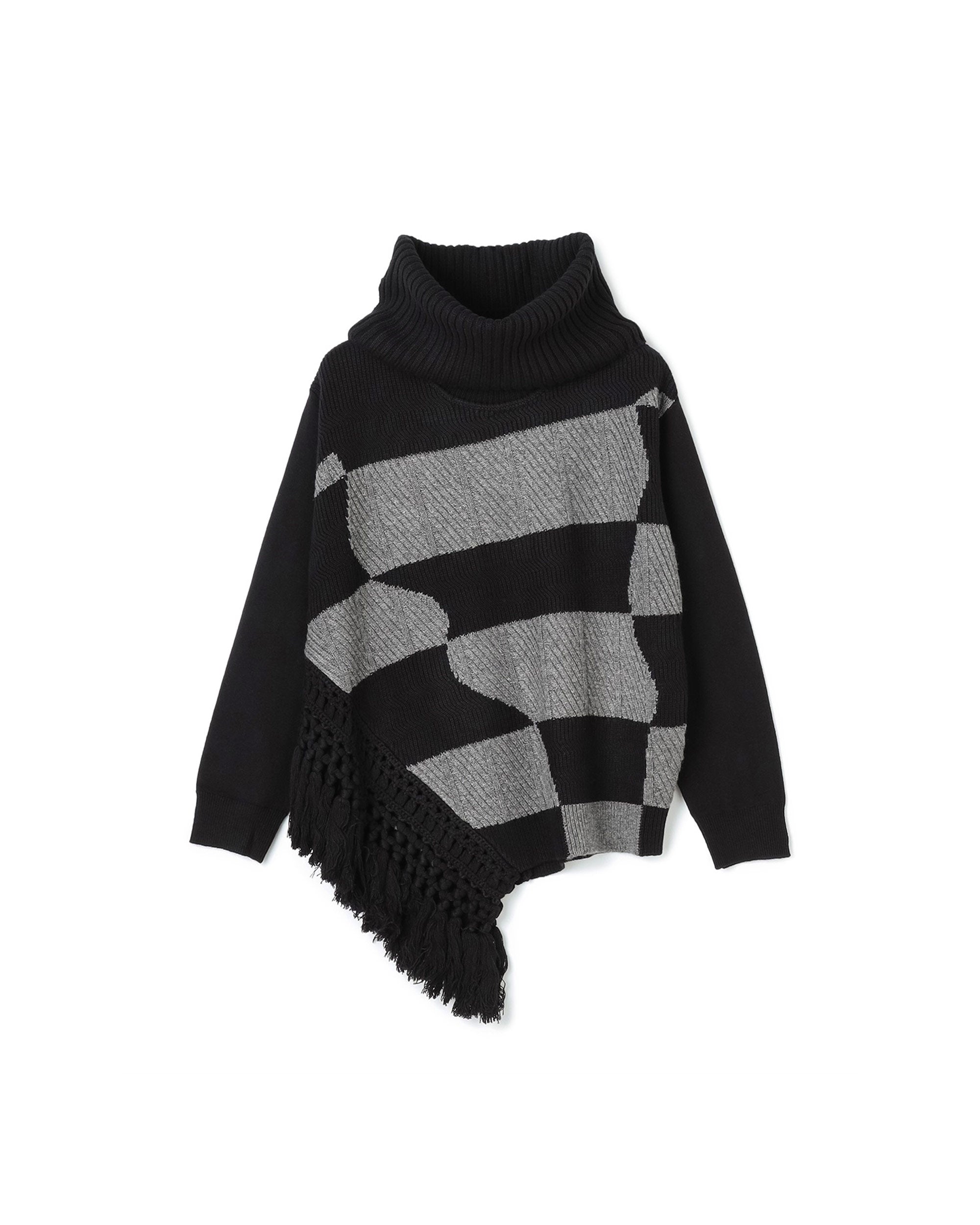 Édition de Paris Crochet Fringe Diamond Cut Knit Top