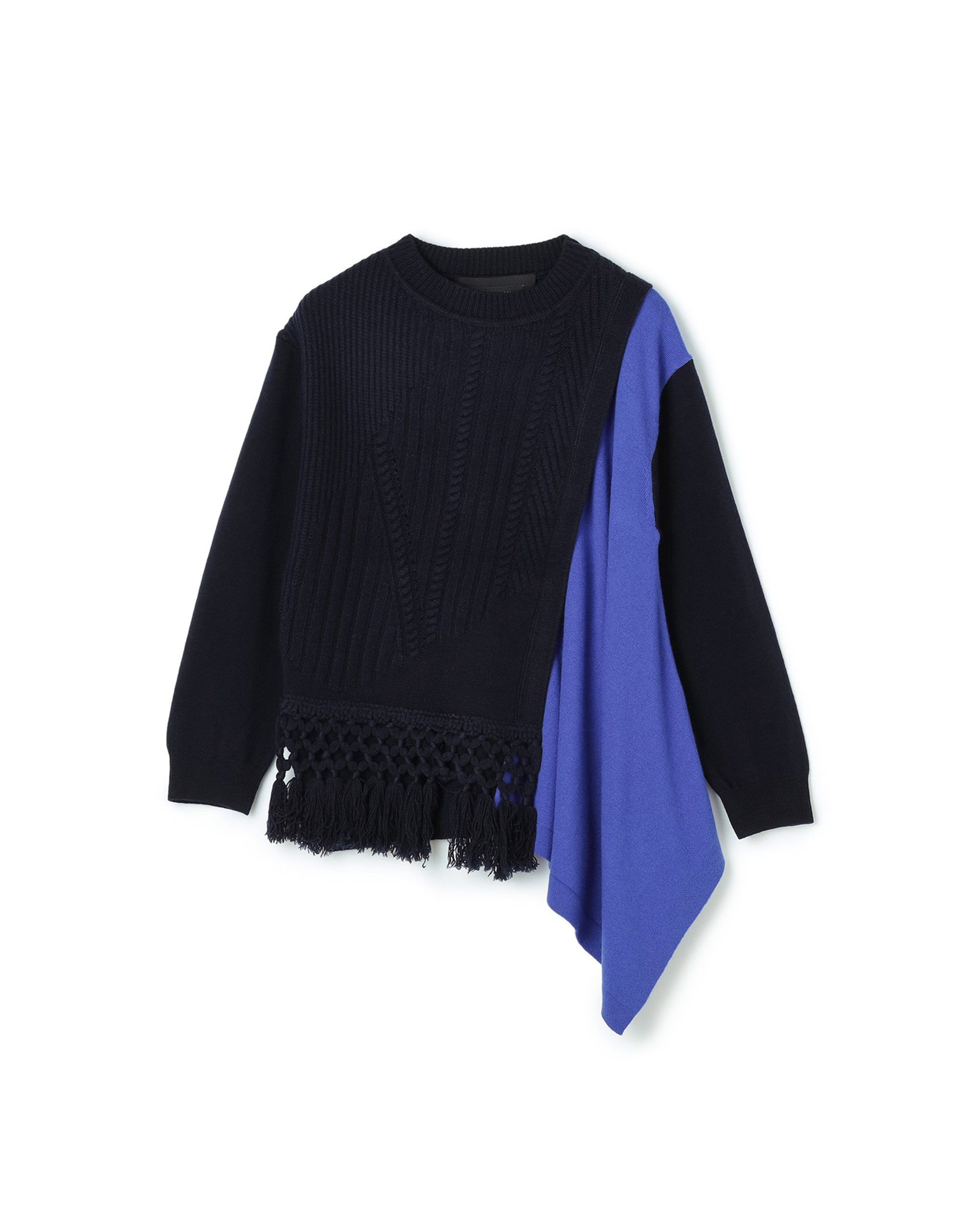 Édition de Paris Crochet Fringe Drap Side Knit Top