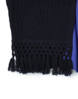 Édition de Paris Crochet Fringe Drap Side Knit Top
