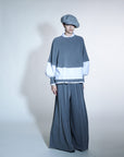 Jacquard Trim Bubble Knit