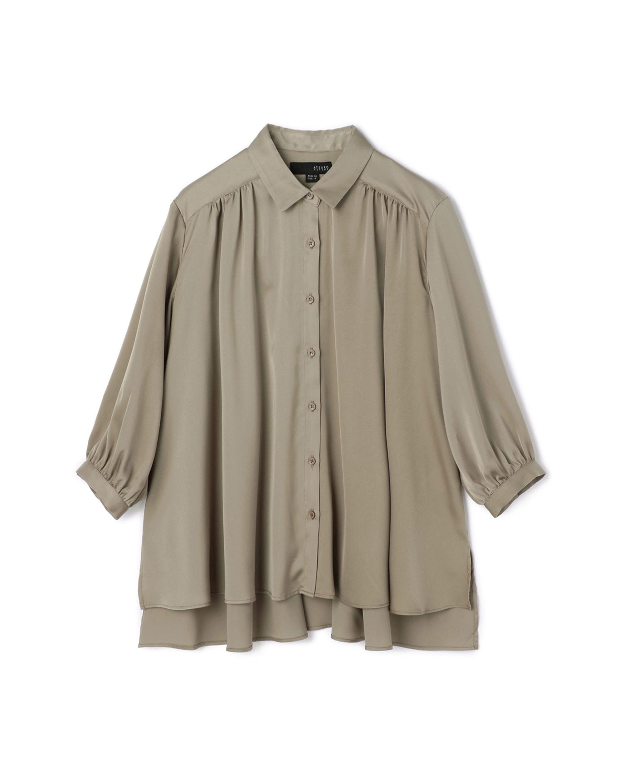 ATSURO TAYAMA シルバー半袖シャツ USA 6 ATSURO TAYAMA シルバー半袖シャツ USA 6