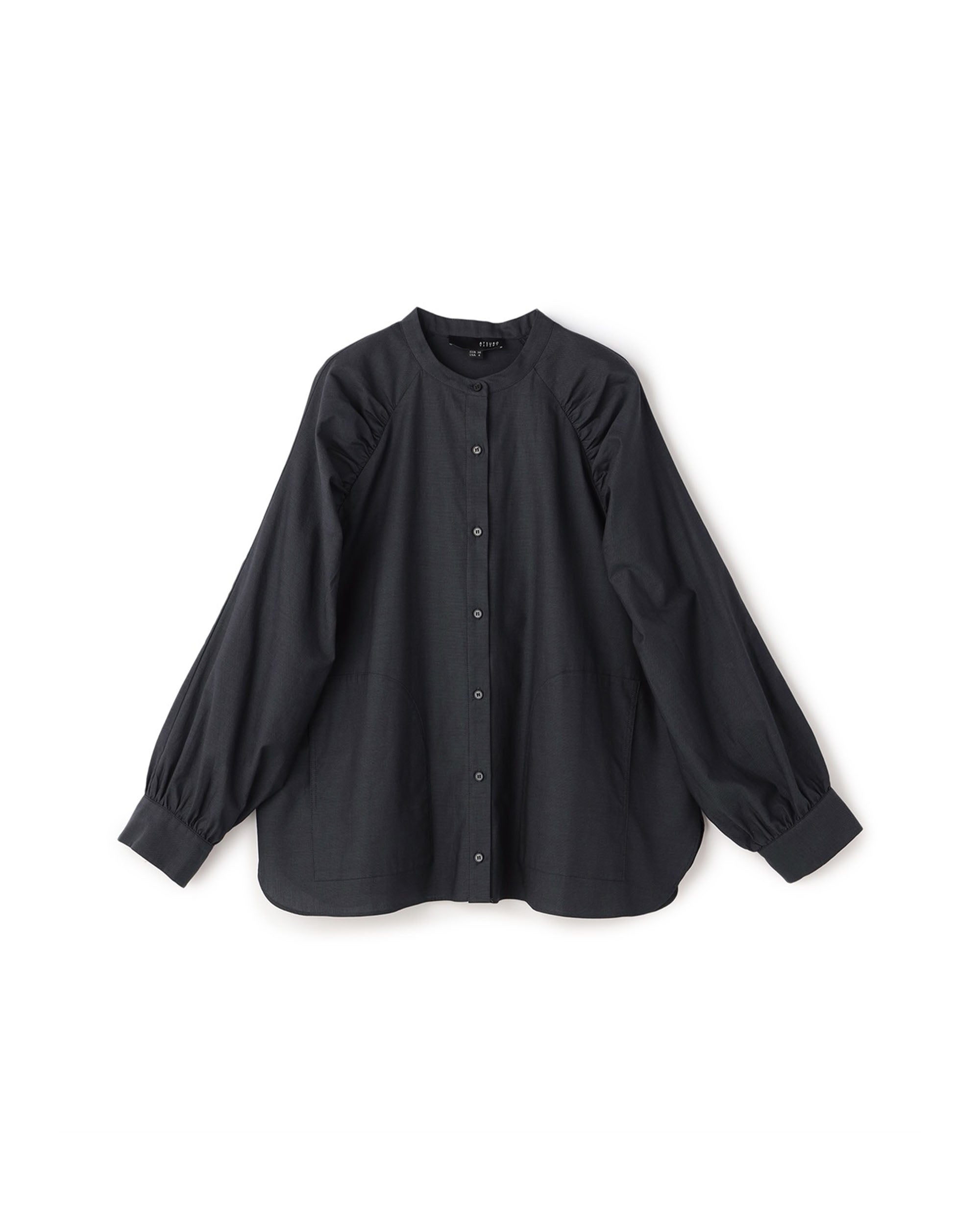 Gathered Raglan Sleeve Pocket Blouse