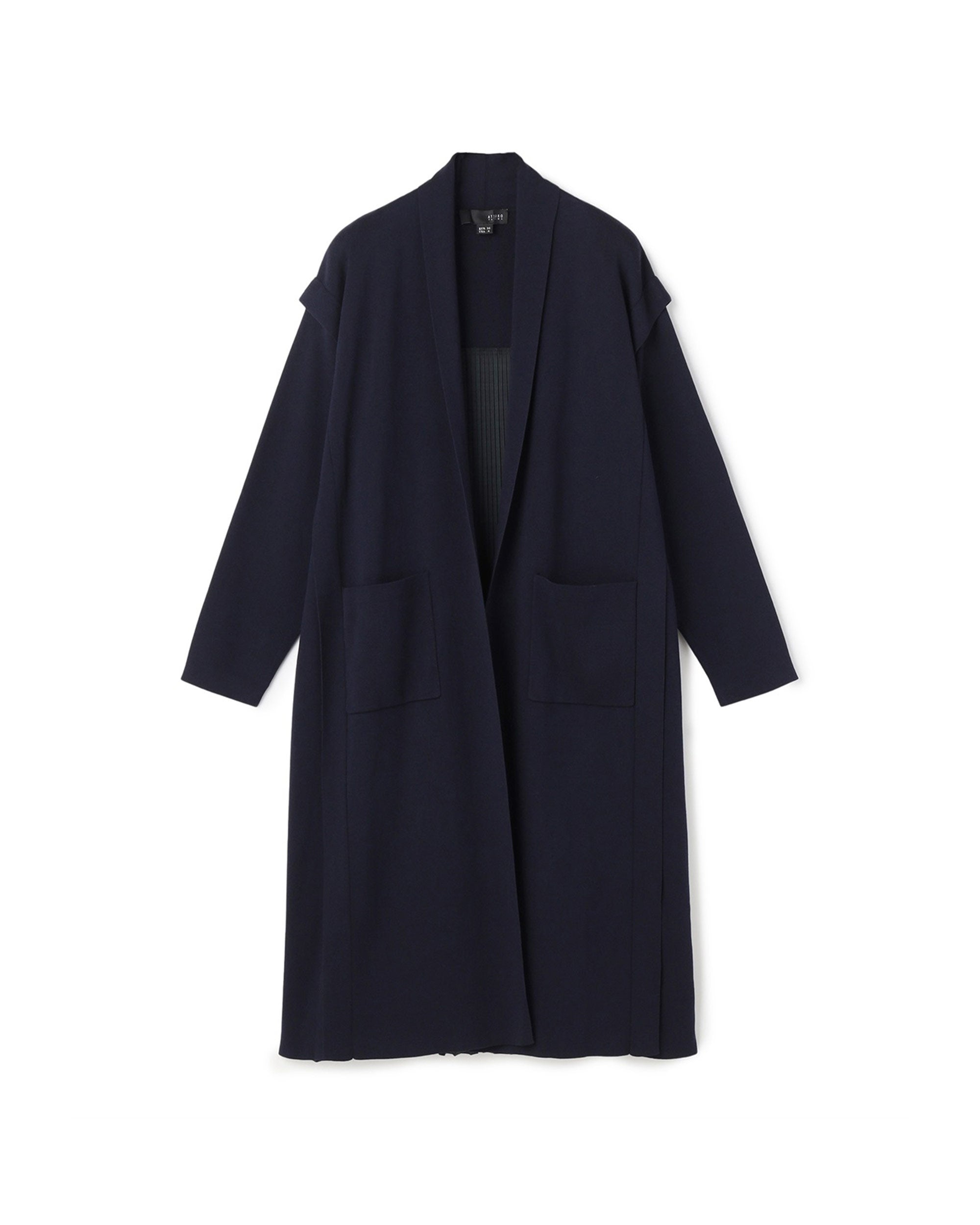 Pleated Back Long Knit Cardigan