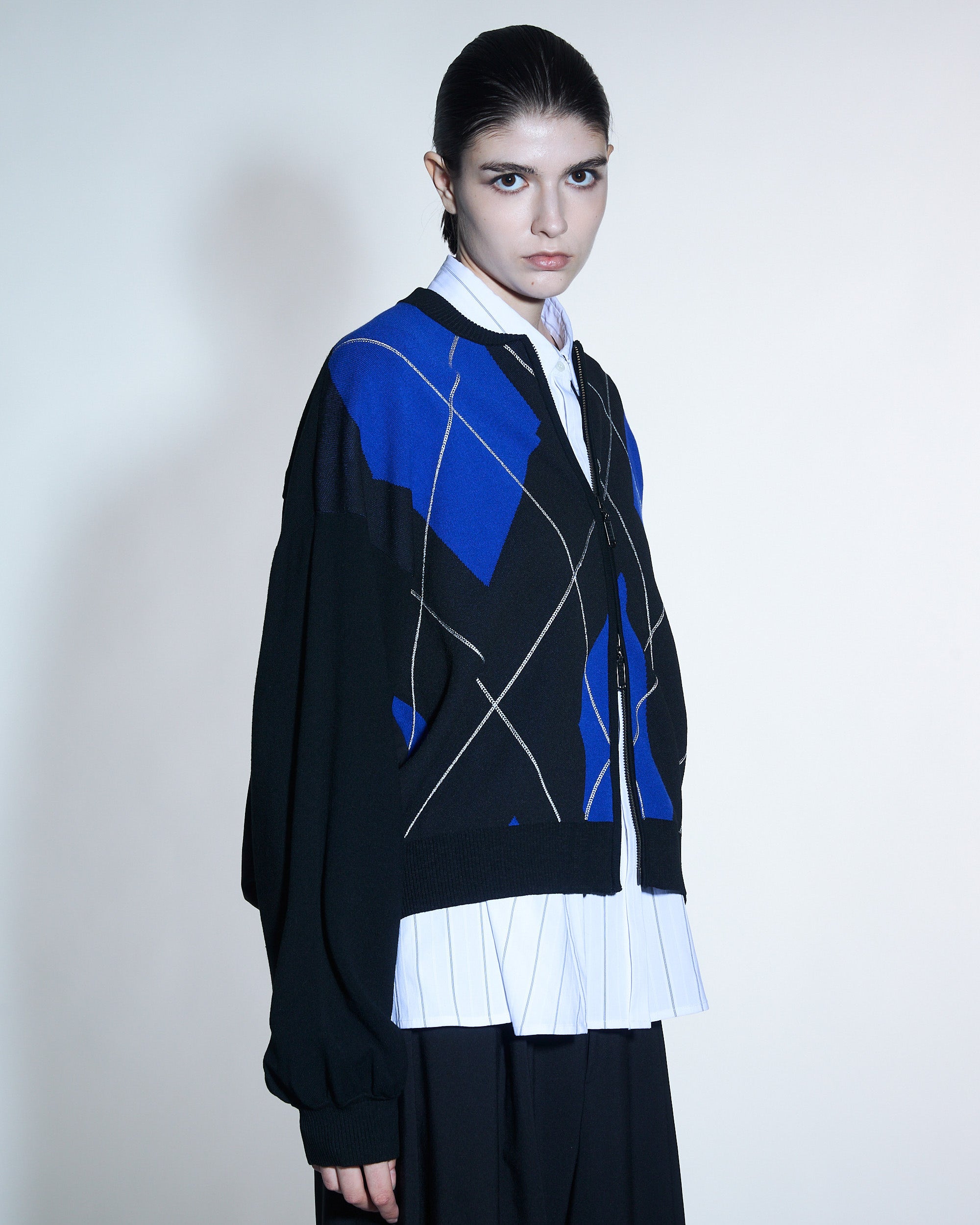 Argyle Check AI Print Cardigan