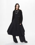 Impression Pleated Panel Black Dress