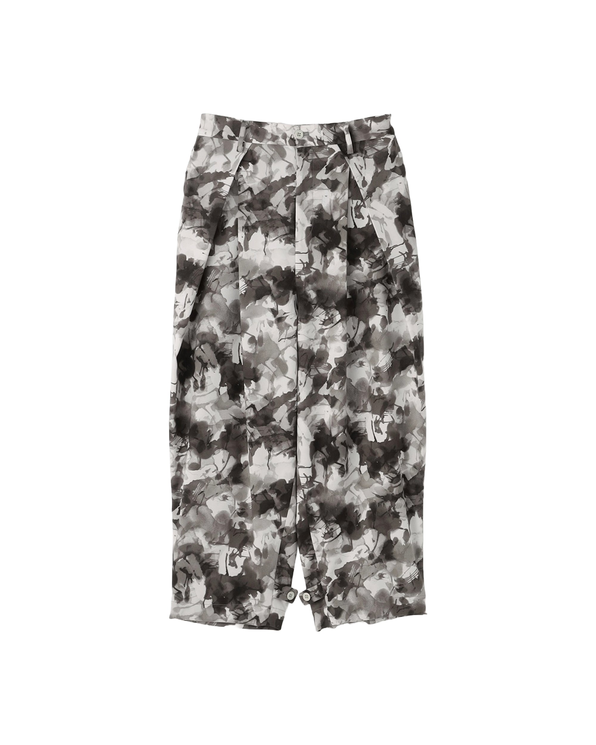 Abstract Floral N Geometric Print Folded Waist Baggy Pant