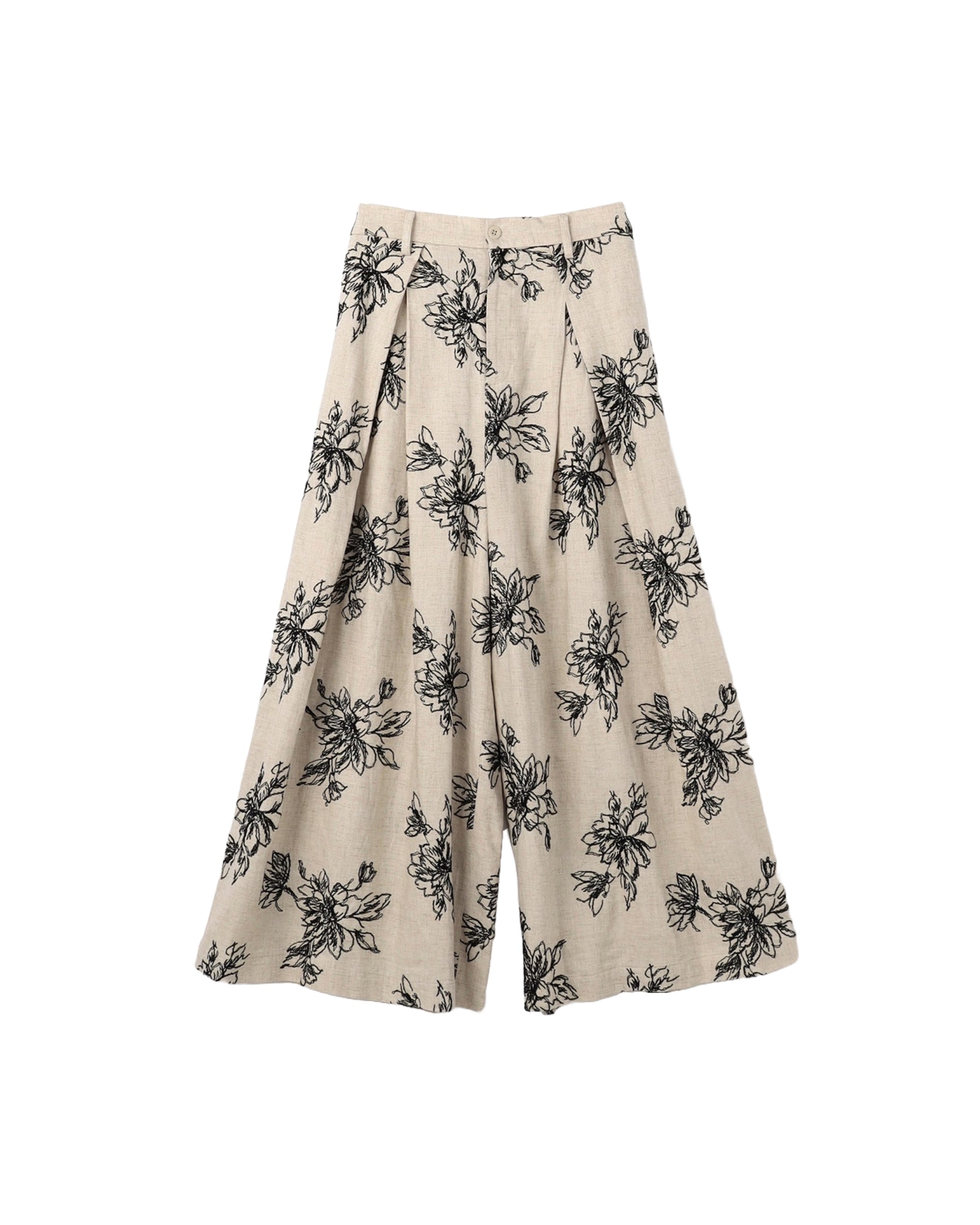 Floral Emb Linen Mix Culotte