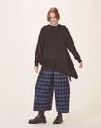 Glen Check Folded Side Wide Pants