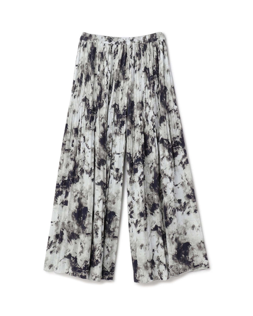 Abstract Print Crinkle Pleated Culotte