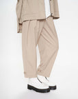 Poly Rayon Folded Waist Taper Pants