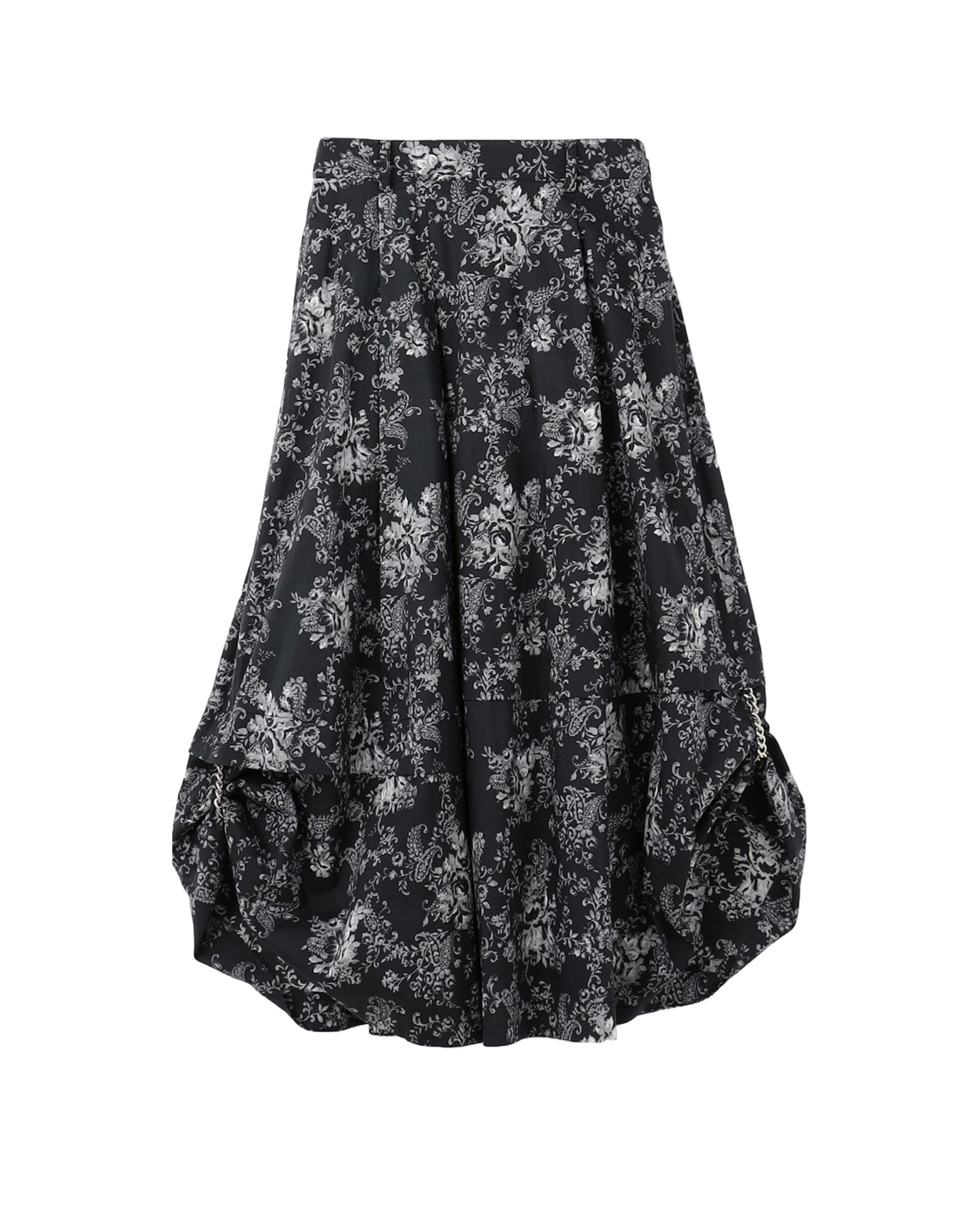 Vintage Floral Print Chain Deco 2Way Flare Skirt