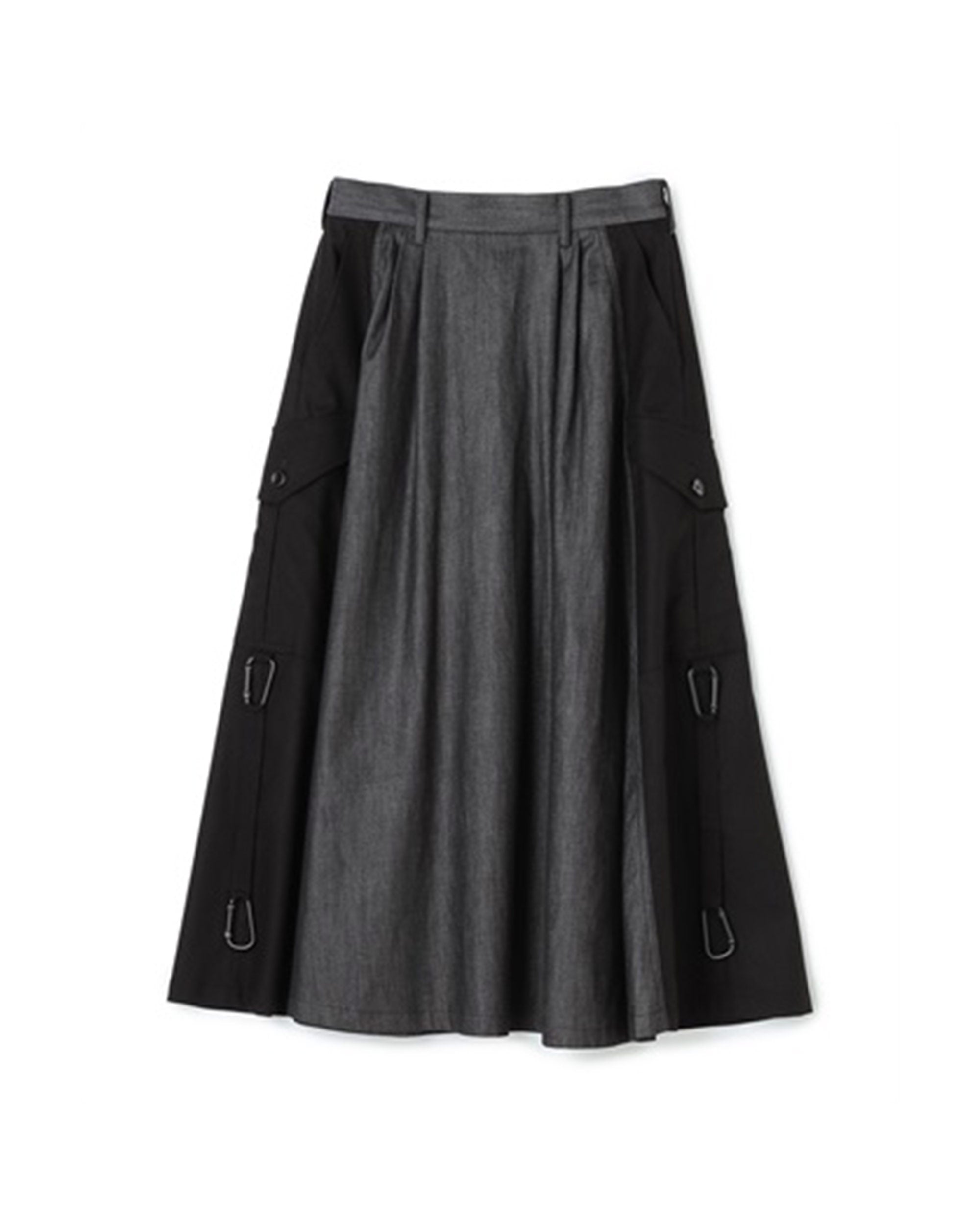 Édition de Paris Denim Mix Karabina Detail Flare Skirt