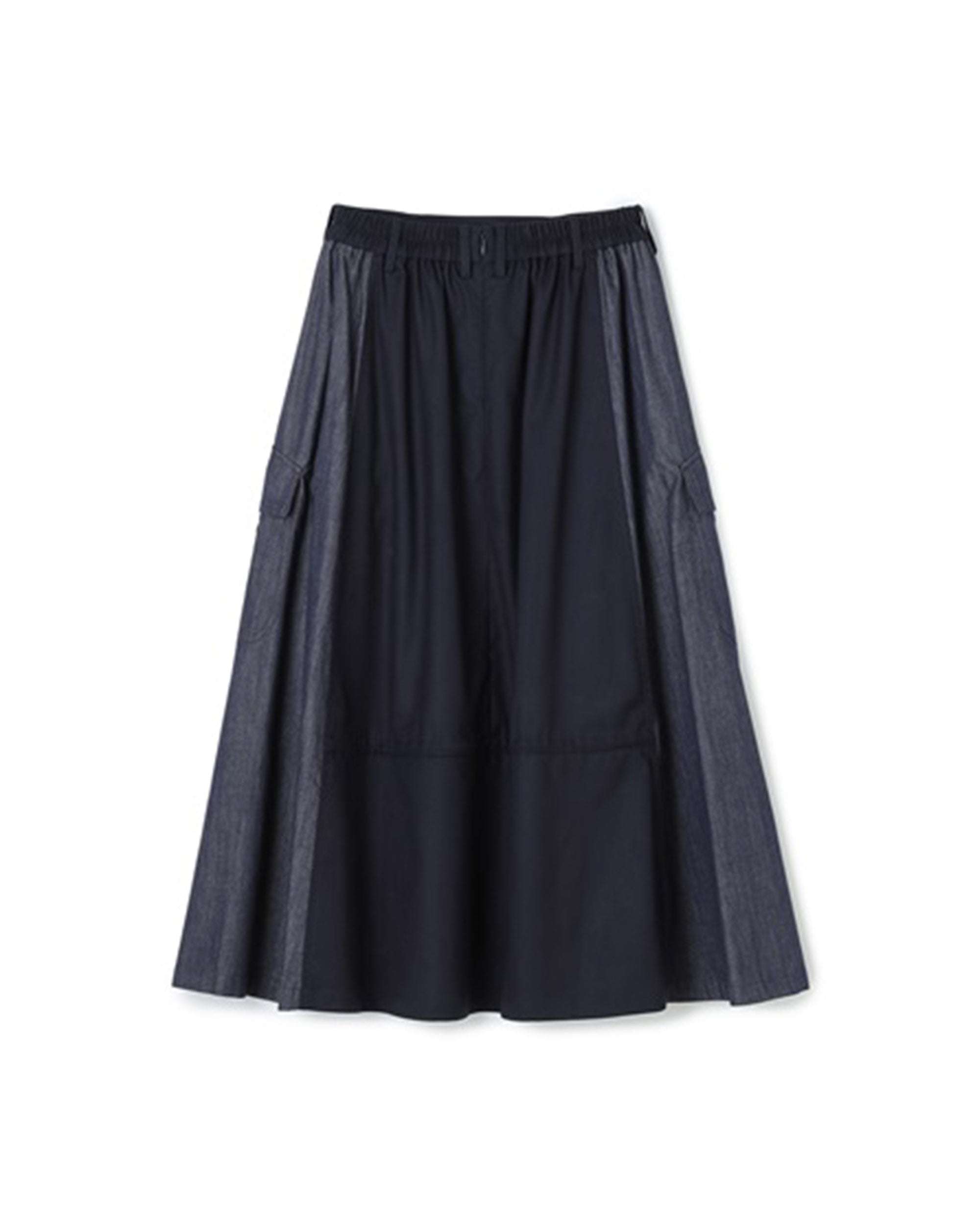 Édition de Paris Denim Mix Karabina Detail Flare Skirt