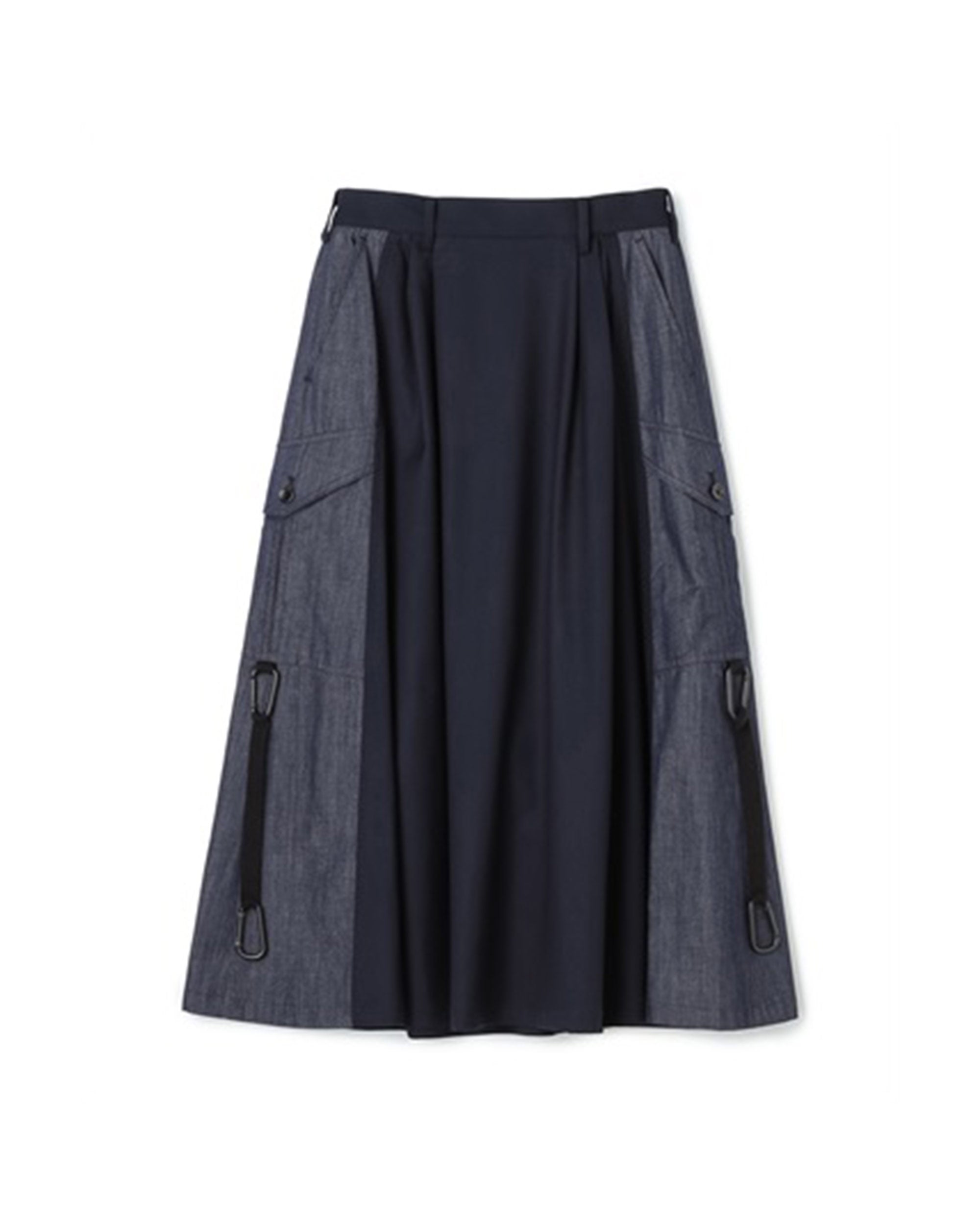 Édition de Paris Denim Mix Karabina Detail Flare Skirt