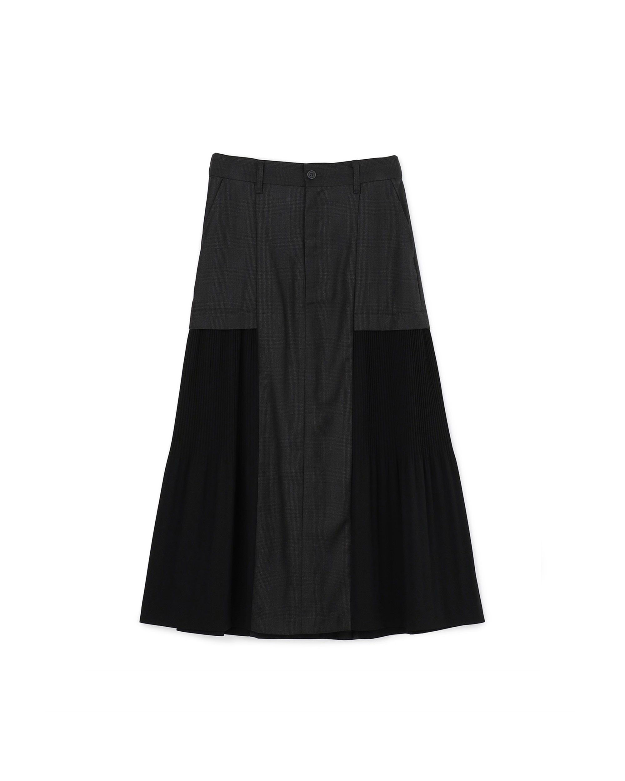 Denim Color Pleated Side Mermaid Maxi Skirt