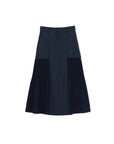 Denim Color Pleated Side Mermaid Maxi Skirt