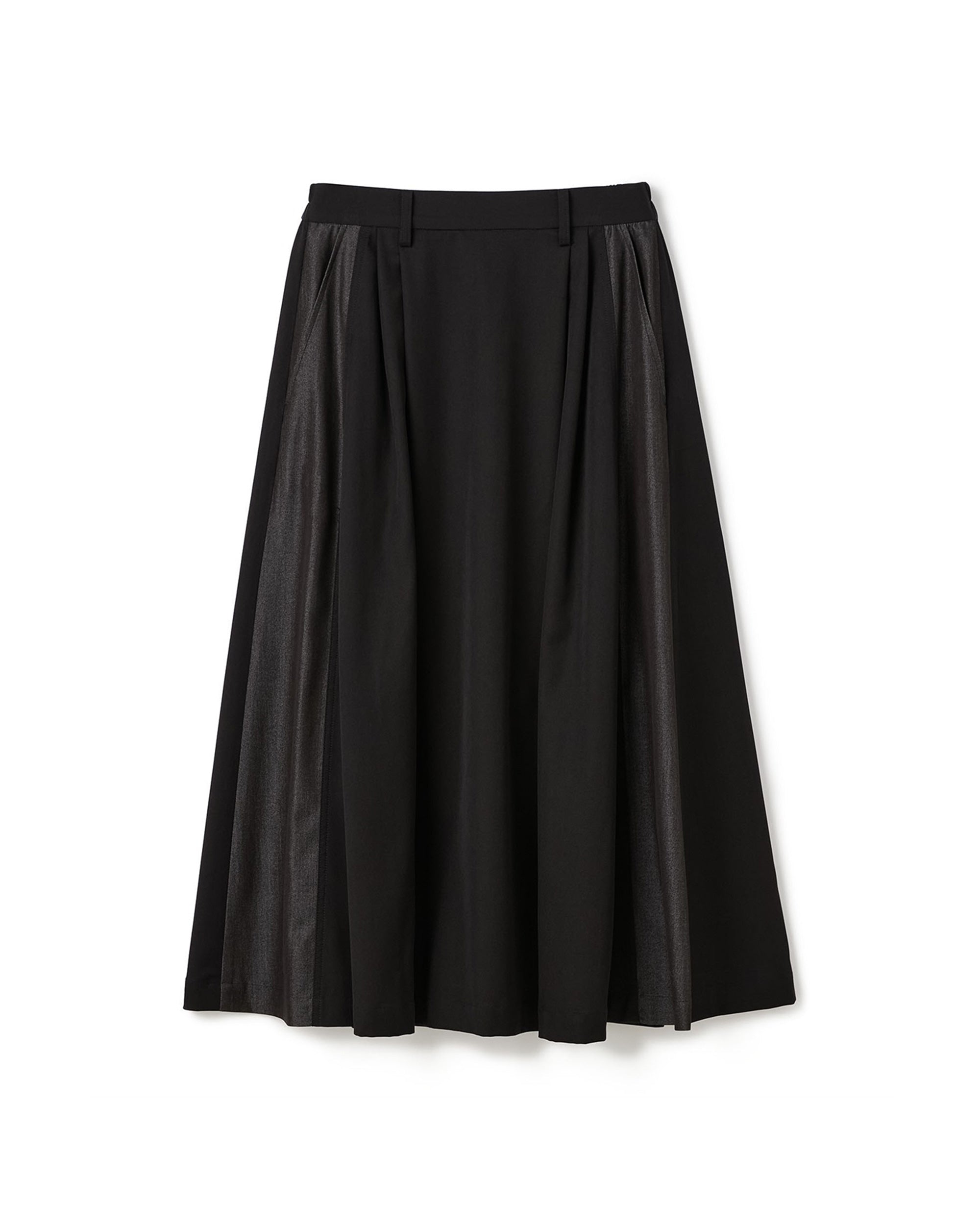 Denim Like Mix Flare Maxi Skirt
