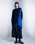 Denim Like Mix Flare Maxi Skirt