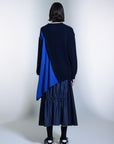Denim Like Mix Flare Maxi Skirt
