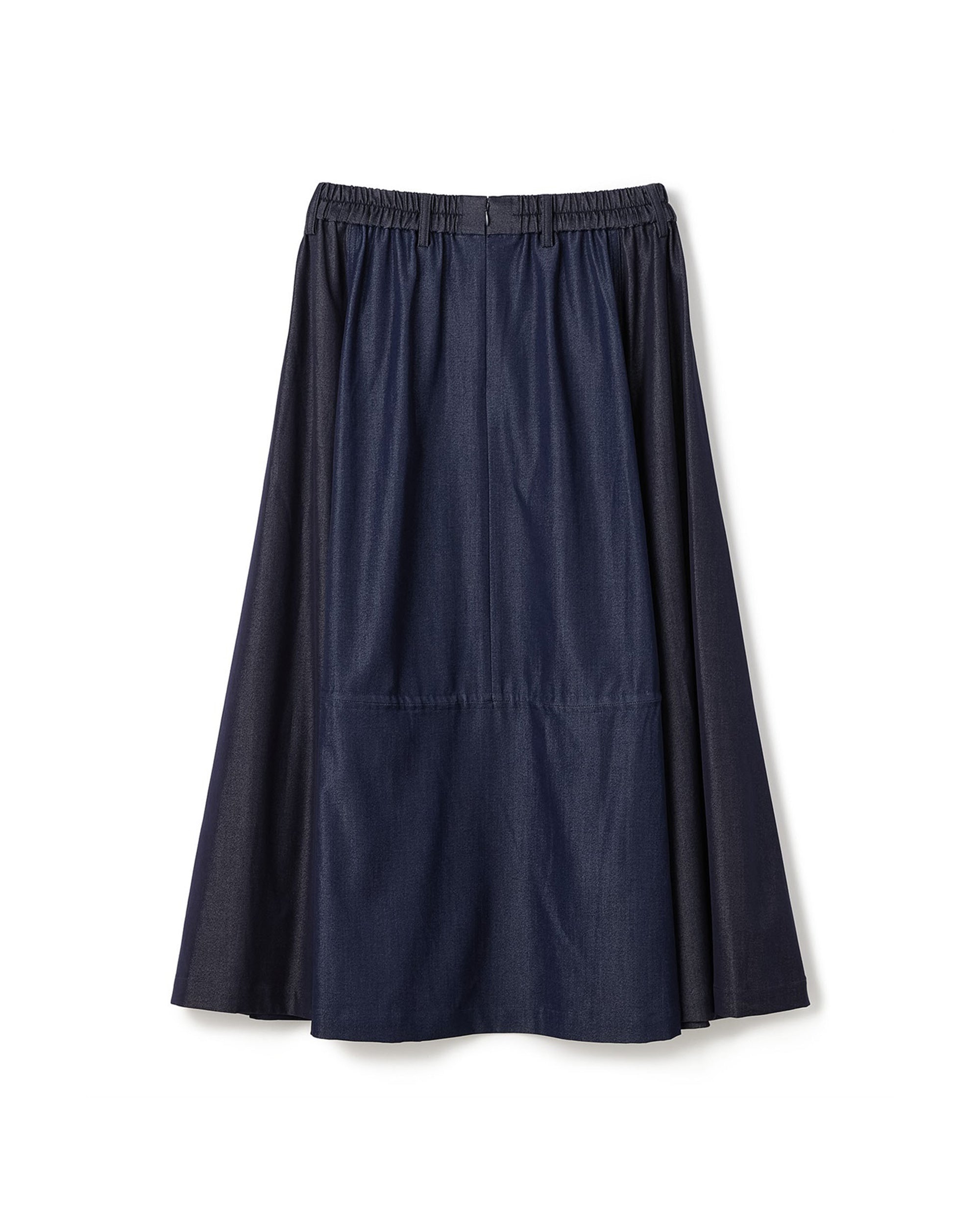 Denim Like Mix Flare Maxi Skirt