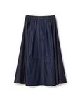 Denim Like Mix Flare Maxi Skirt